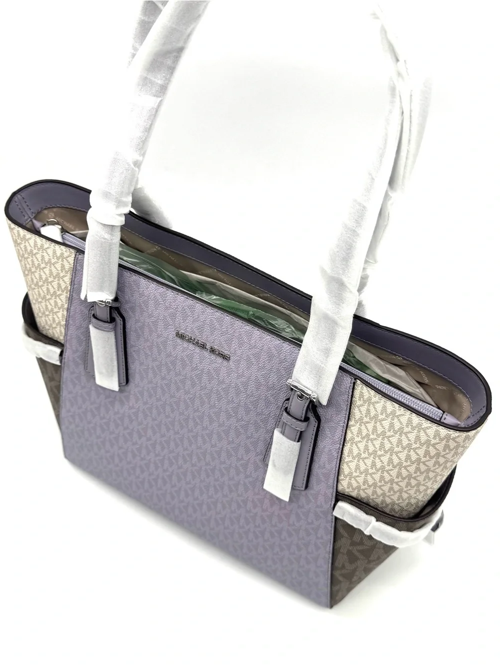 Michael Kors Voyager Large Color-Block Signature Logo Tote Bag - Lilac